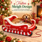 Christmas Sleigh Plush Pet Bed – Cozy Festive Holiday Bed for Dogs & Cats