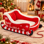 Christmas Sleigh Plush Pet Bed – Cozy Festive Holiday Bed for Dogs & Cats