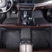 Black White Stitching Custom Heavy Duty, Universal Fit Floor Mats for Cars, SUVs, and Trucks