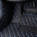 Black Blue Stitching Custom Heavy Duty, Universal Fit Floor Mats for Cars, SUVs, and Trucks