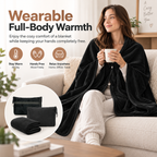 Cozy Oversized Flannel Wearable Blanket – Soft & Foldable Travel Wrap