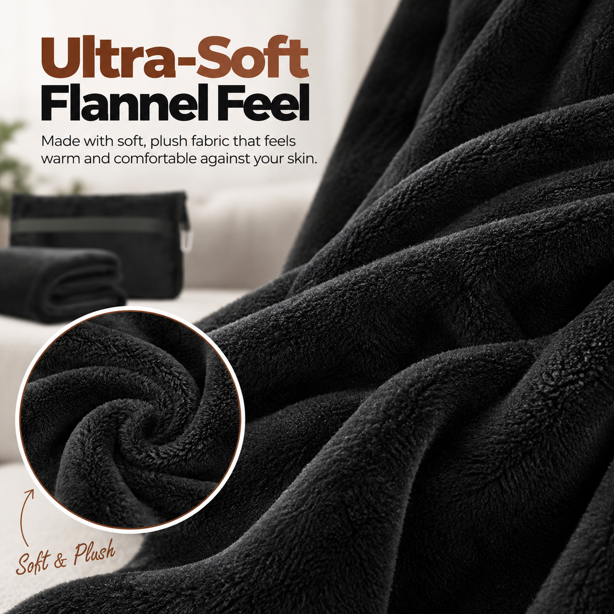 Cozy Oversized Flannel Wearable Blanket – Soft & Foldable Travel Wrap