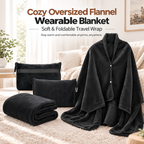 Cozy Oversized Flannel Wearable Blanket – Soft & Foldable Travel Wrap