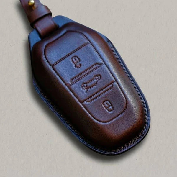 Premium Leather Key Fob for Peugeot