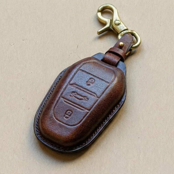 Premium Leather Key Fob for Peugeot